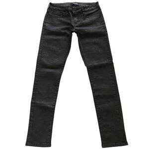 THE KOOPLES Short Fit black skinny jeans anthracite floral lace print Sz 25 NEW